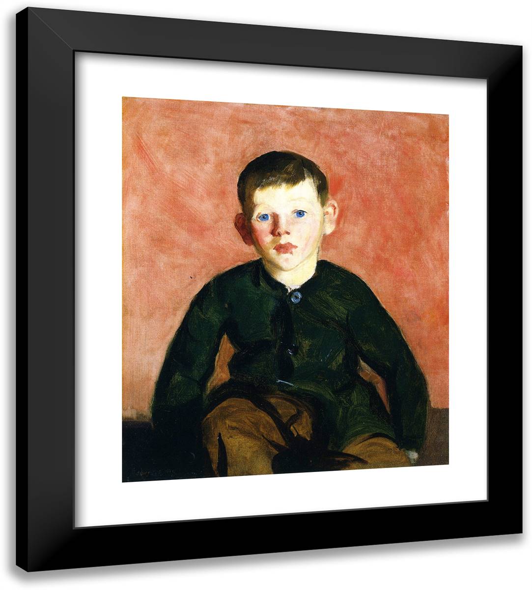 A VIllage Boy 20x22 Black Modern Wood Framed Art Print Poster by Henri, Robert