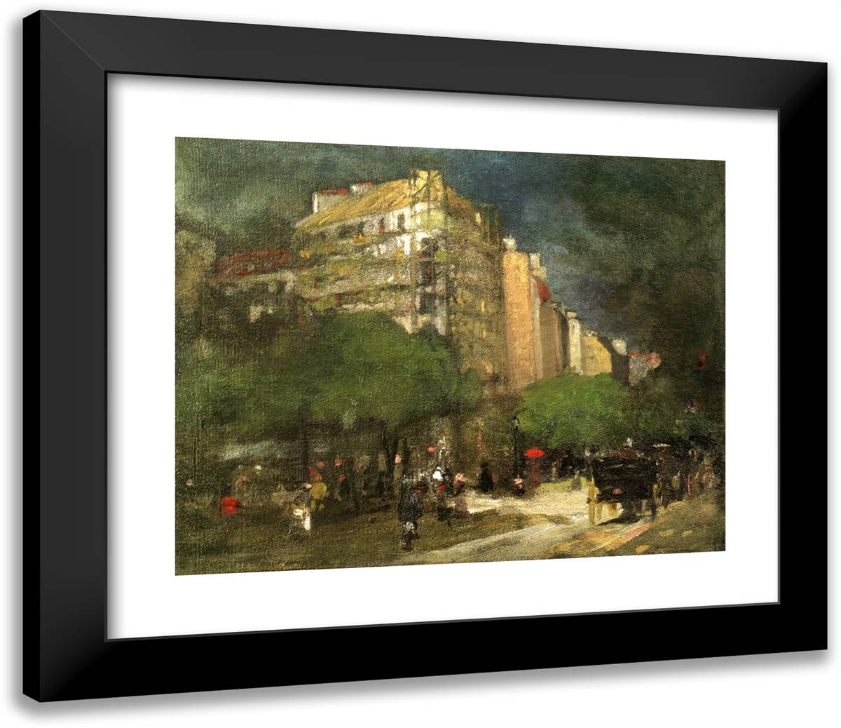 Cafe Du Dome 23x20 Black Modern Wood Framed Art Print Poster by Henri, Robert