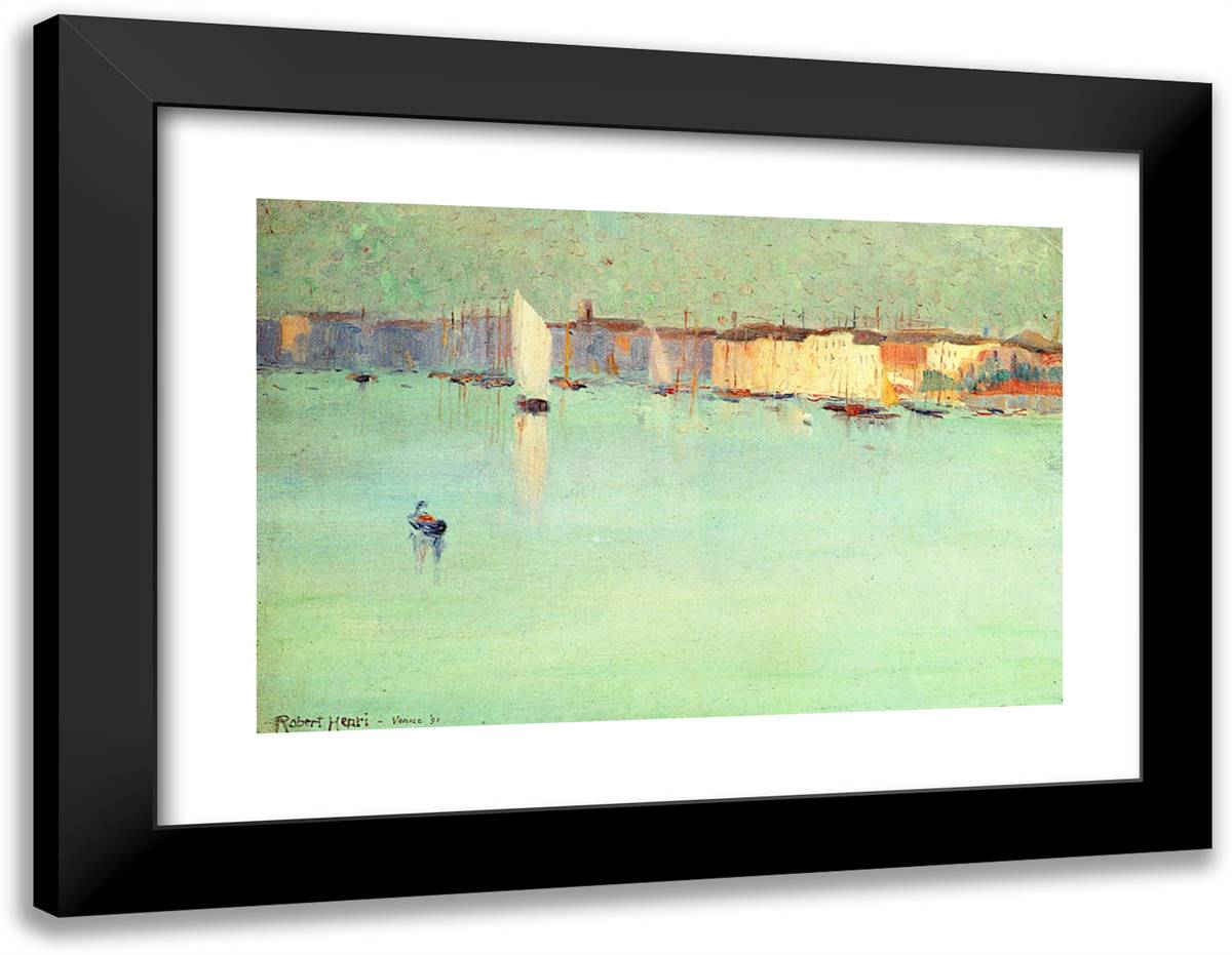 Early Morning, Venice 24x19 Black Modern Wood Framed Art Print Poster by Henri, Robert