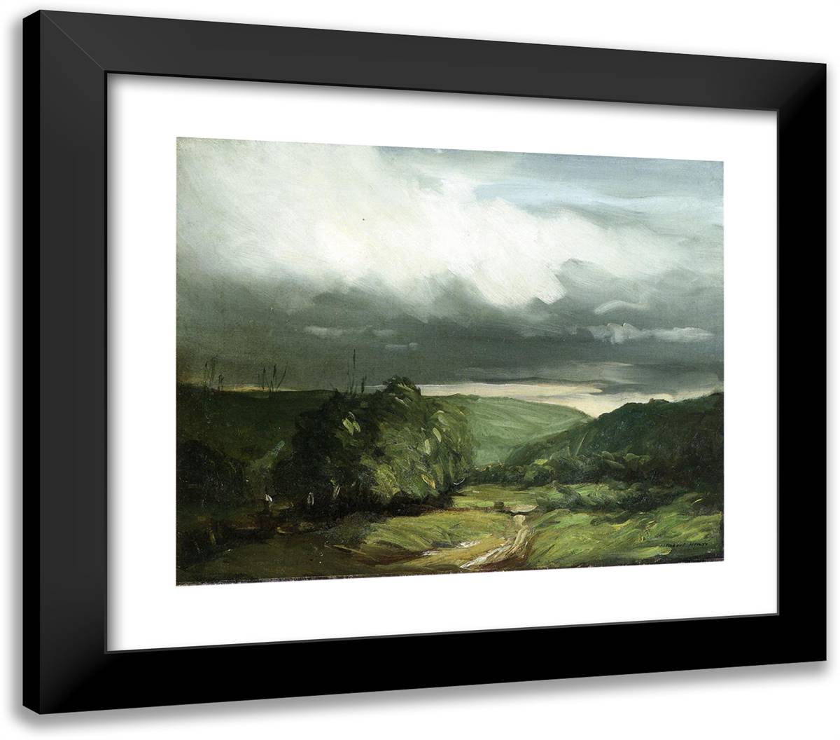 In the Wyoming Valley 23x20 Black Modern Wood Framed Art Print Poster by Henri, Robert