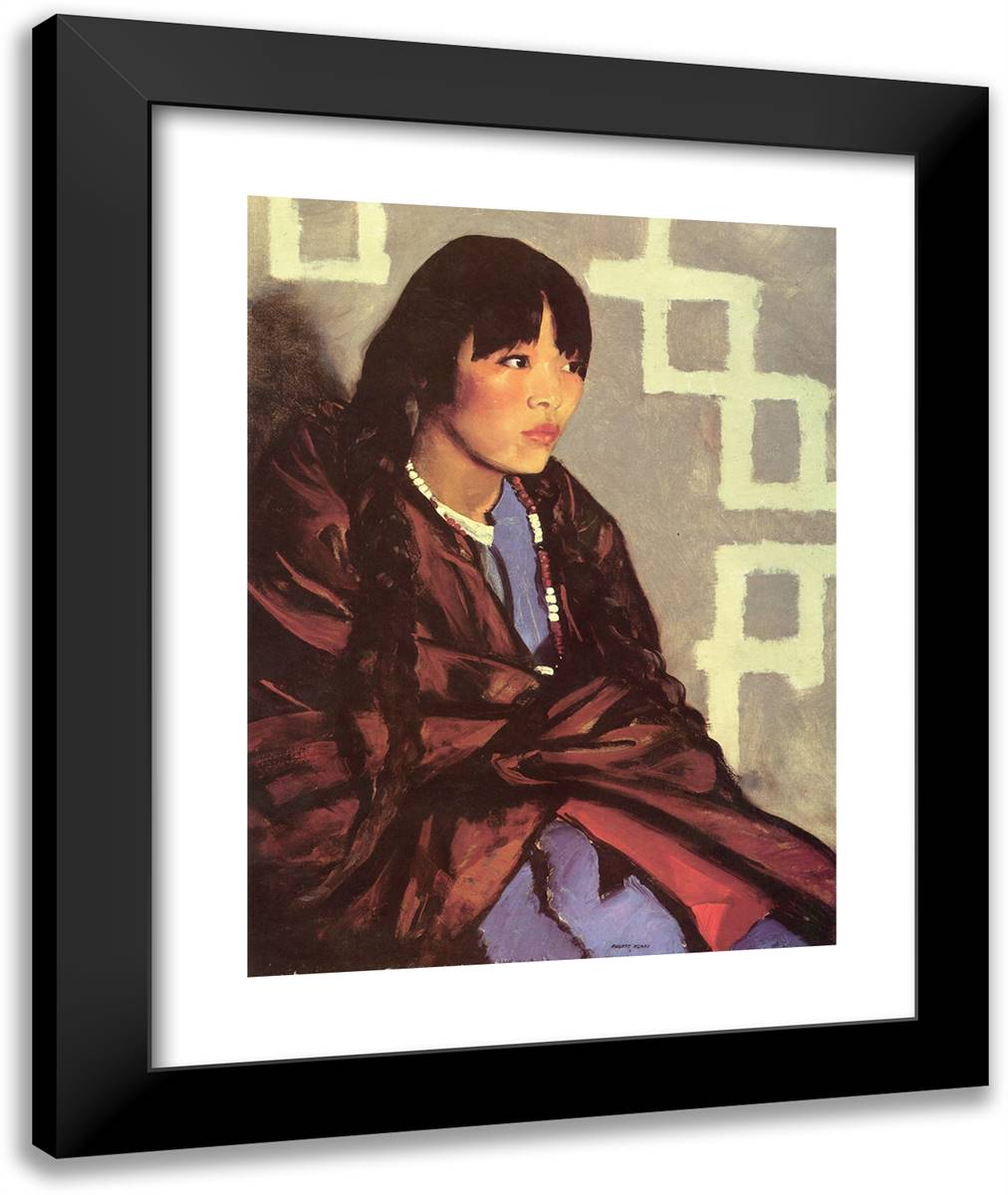 Indian Girl of San Ildefonso 20x24 Black Modern Wood Framed Art Print Poster by Henri, Robert