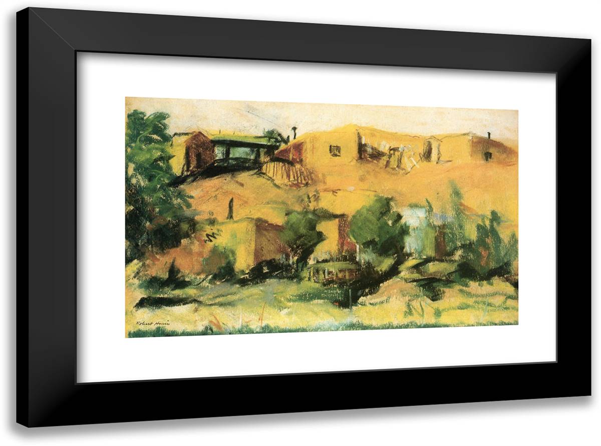 Indian VIllage 24x18 Black Modern Wood Framed Art Print Poster by Henri, Robert