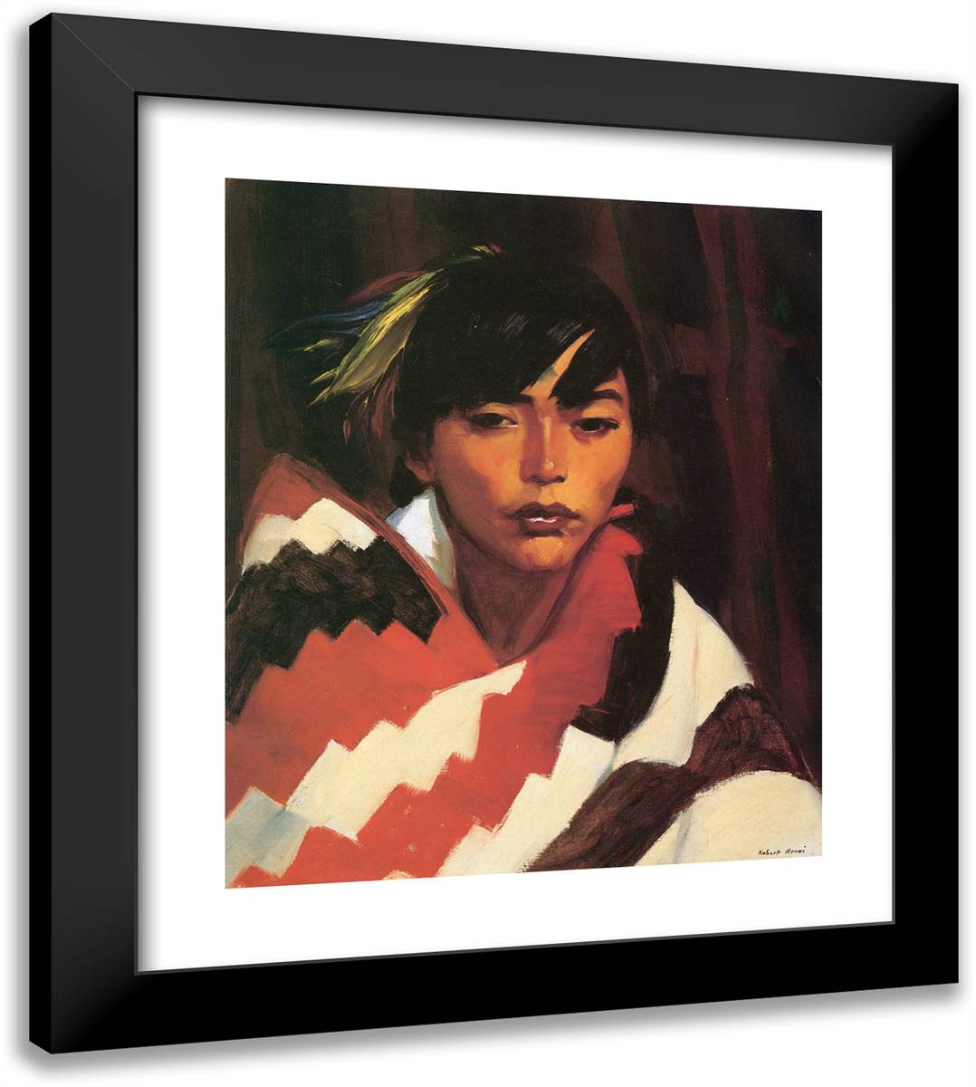 Indian, Ricardo 20x22 Black Modern Wood Framed Art Print Poster by Henri, Robert