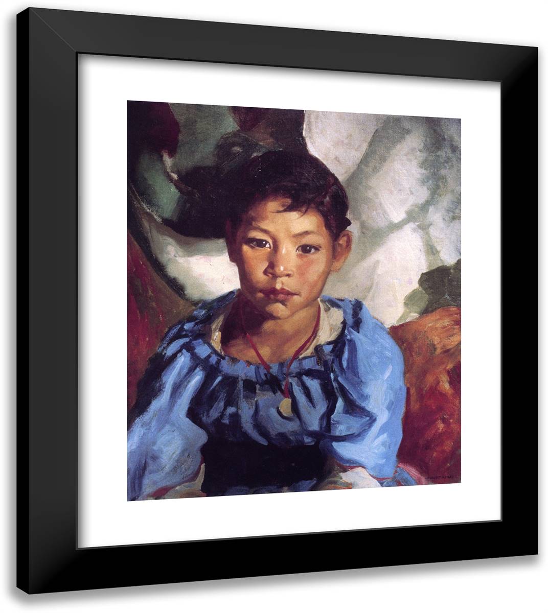 Juanita (Also Known as Juanita in Blue) 20x23 Black Modern Wood Framed Art Print Poster by Henri, Robert