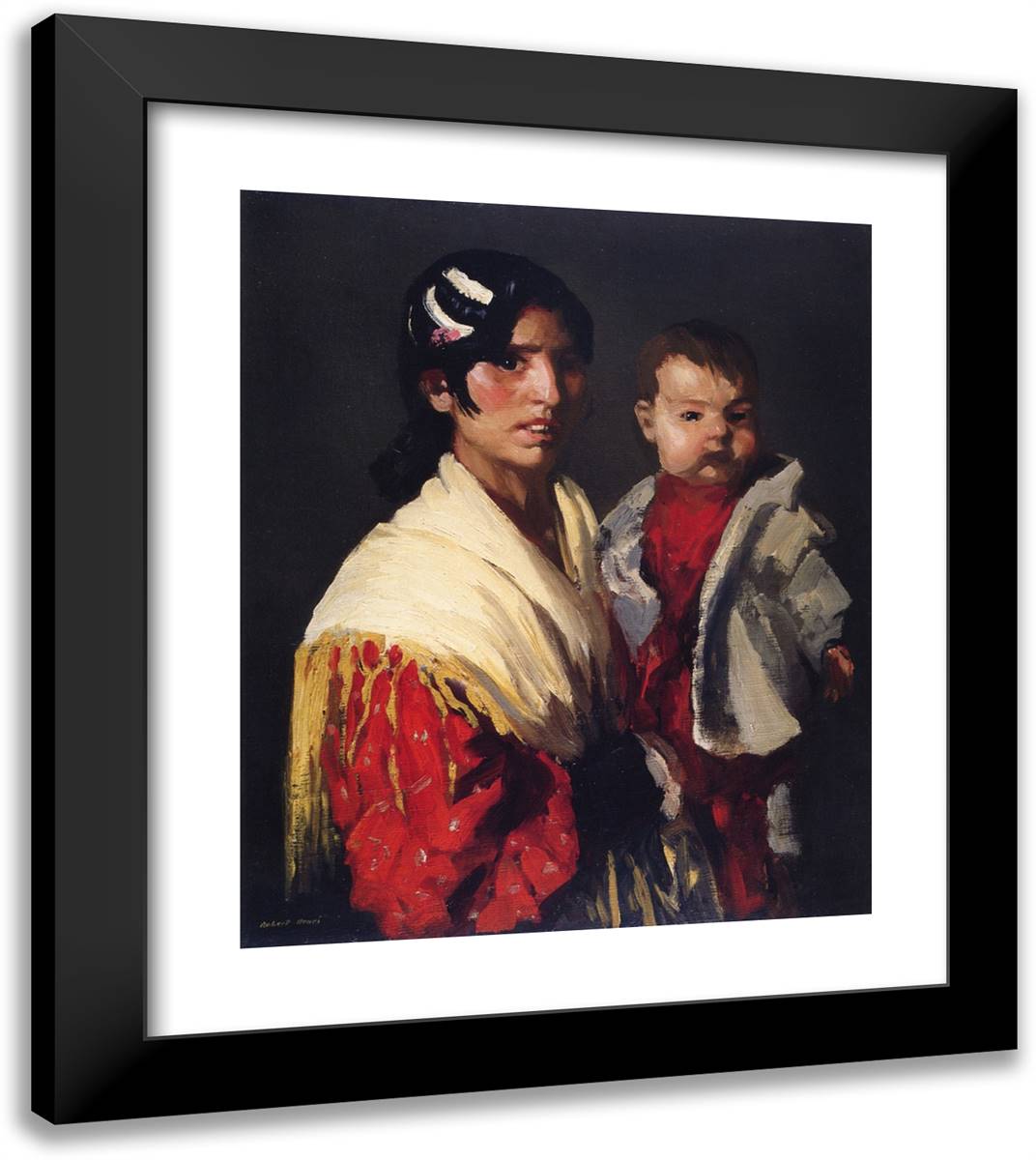 Maria Y Consuelo (Gitana) 20x23 Black Modern Wood Framed Art Print Poster by Henri, Robert
