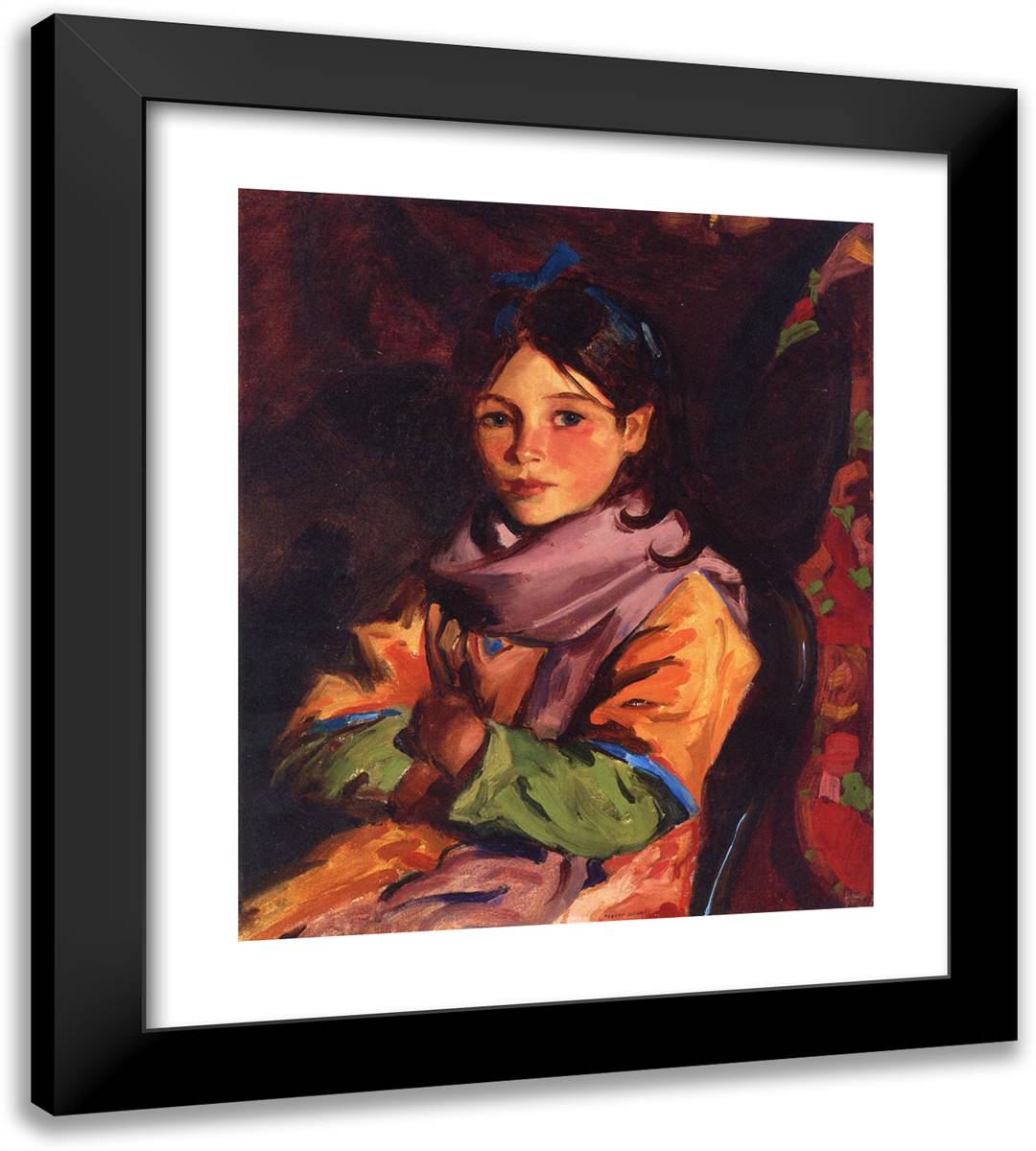 Mary Agnes 20x22 Black Modern Wood Framed Art Print Poster by Henri, Robert