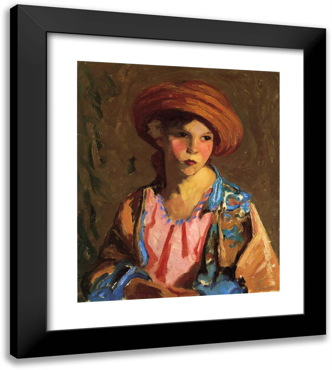 Mildred-O Hat 20x23 Black Modern Wood Framed Art Print Poster by Henri, Robert