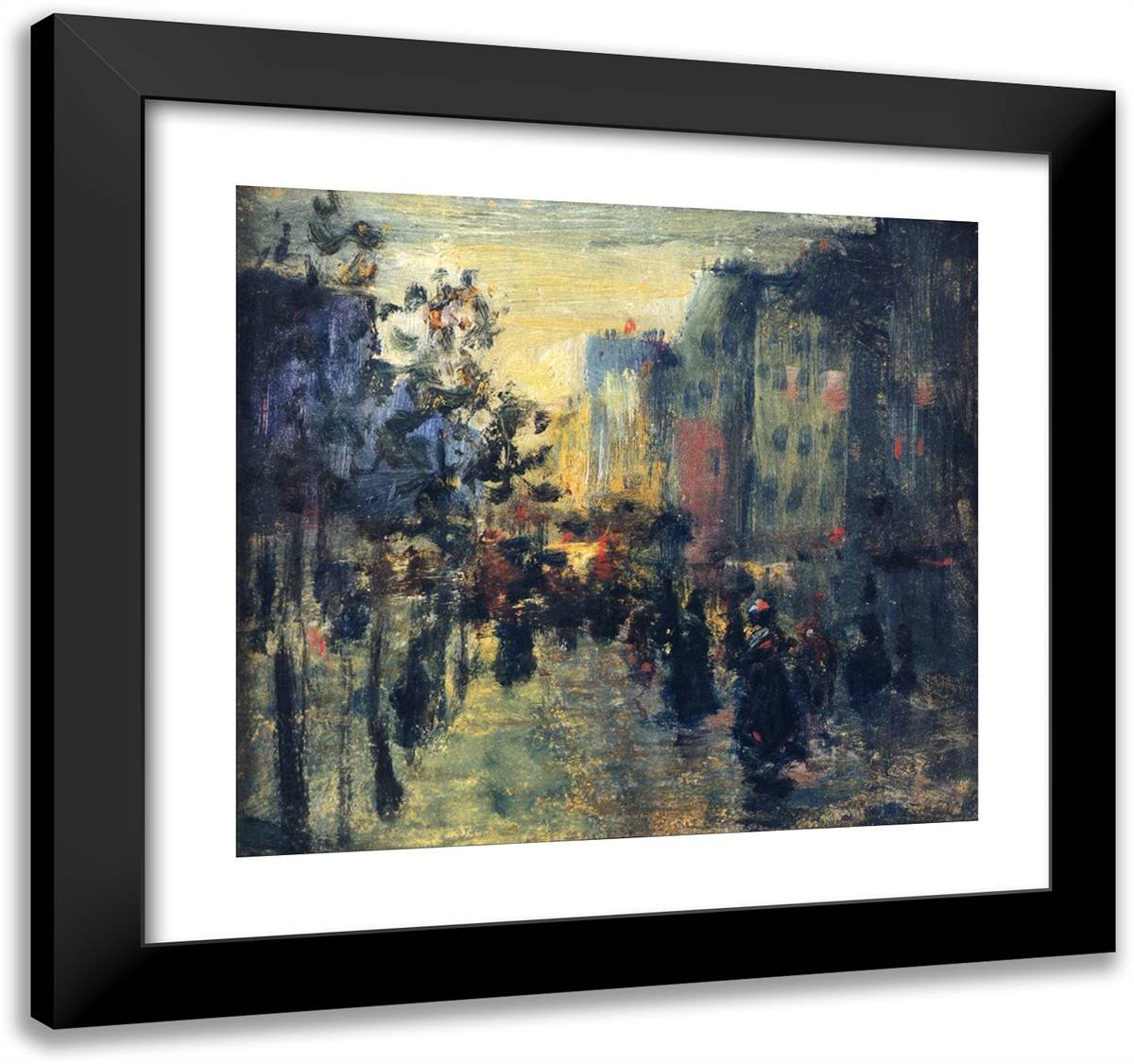 Misty Effect, Paris 21x20 Black Modern Wood Framed Art Print Poster by Henri, Robert
