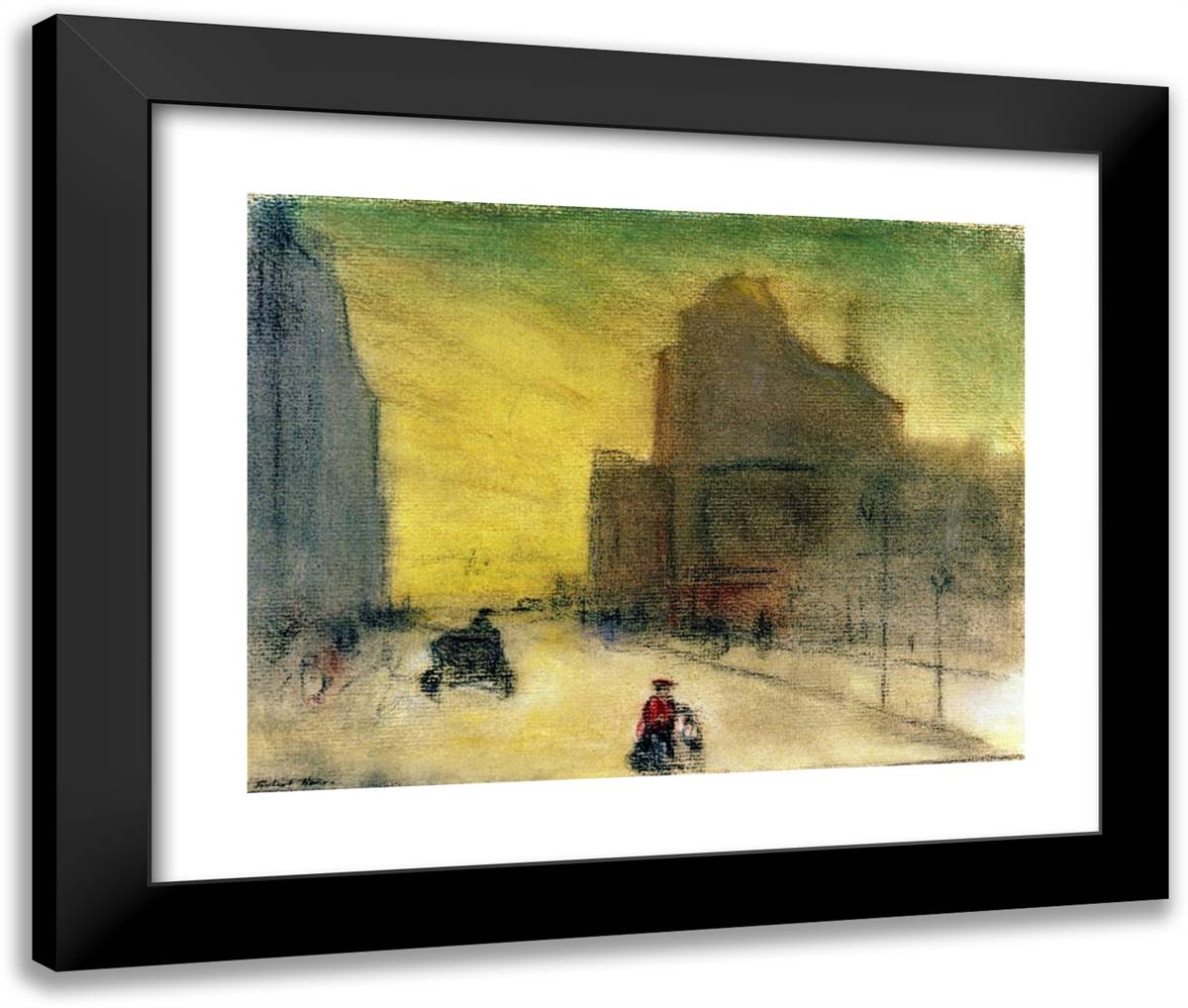 Morning Reflections 24x20 Black Modern Wood Framed Art Print Poster by Henri, Robert