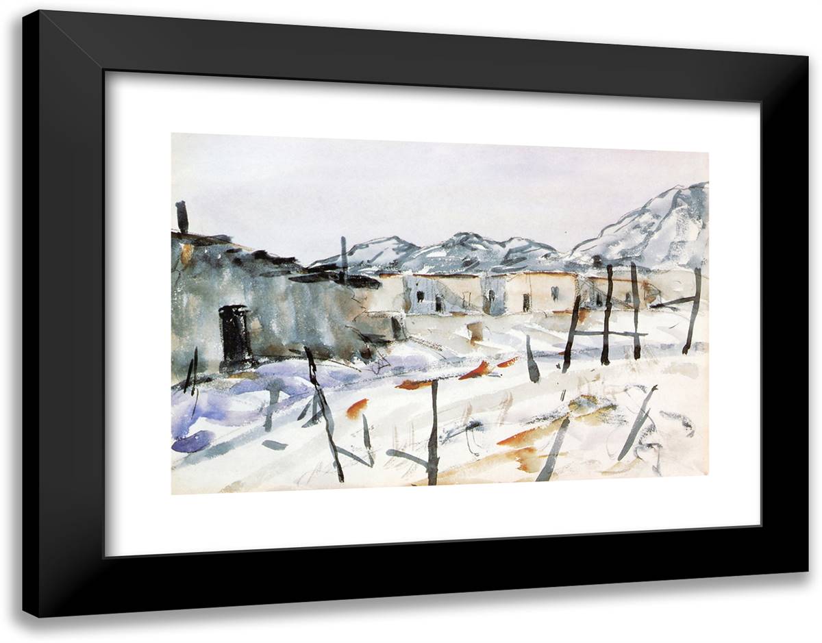Santa Fe Adobes 24x19 Black Modern Wood Framed Art Print Poster by Henri, Robert