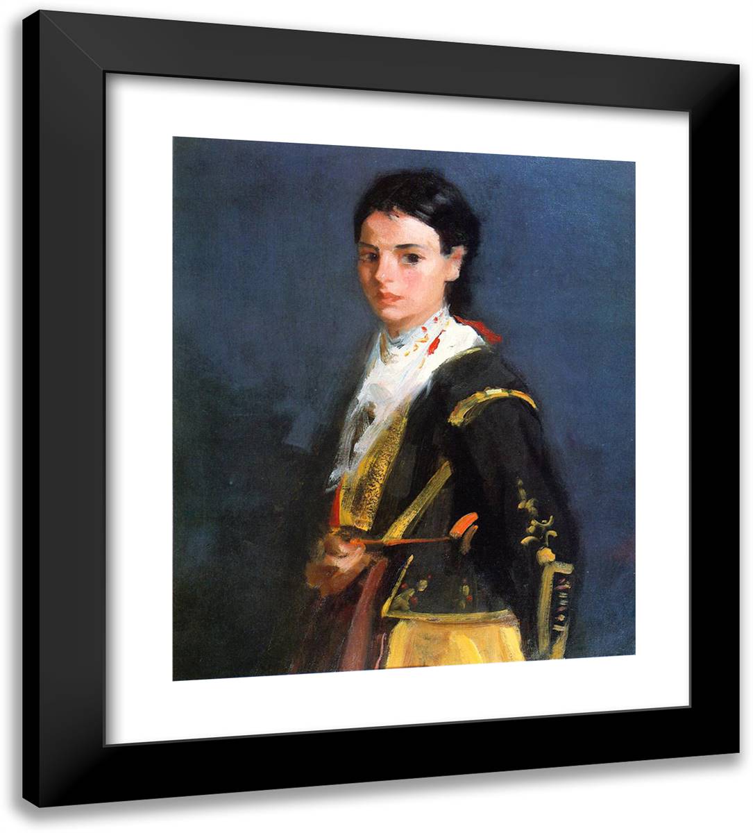 Segovia Girl, Half-Length 20x22 Black Modern Wood Framed Art Print Poster by Henri, Robert