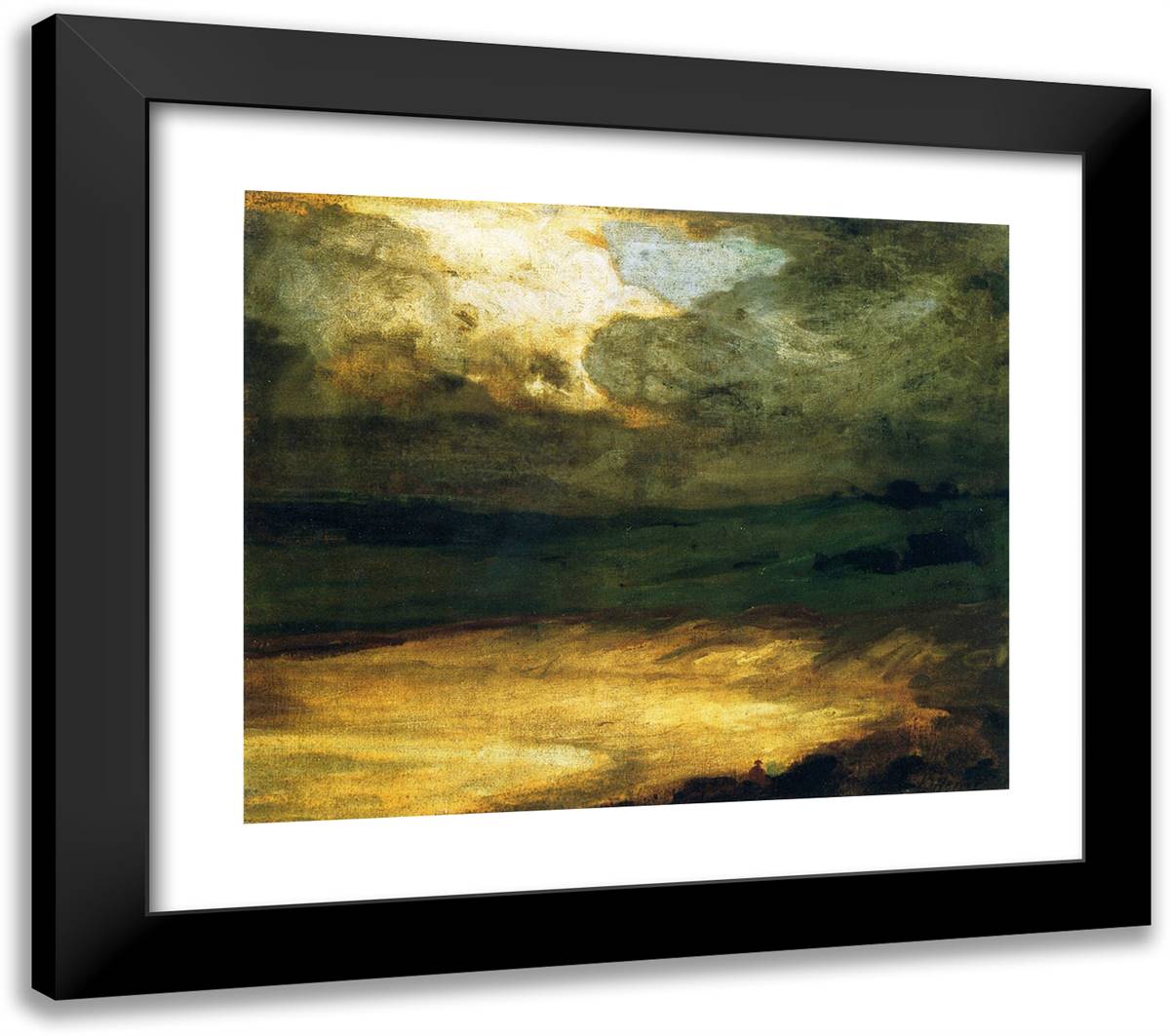 The Beach, Concarneau 23x20 Black Modern Wood Framed Art Print Poster by Henri, Robert