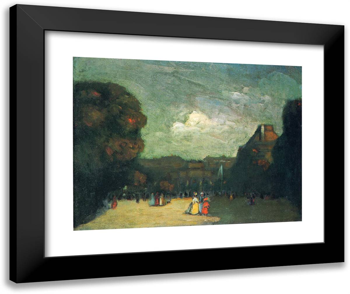 The Louvre 24x20 Black Modern Wood Framed Art Print Poster by Henri, Robert