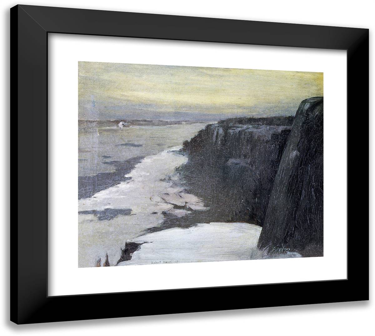 Upper Hudson 22x20 Black Modern Wood Framed Art Print Poster by Henri, Robert