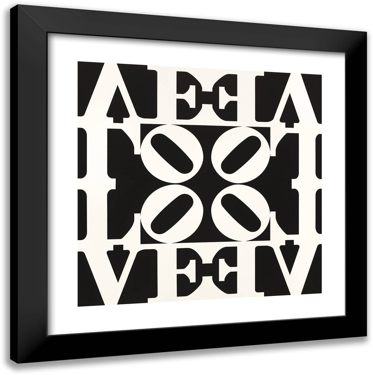 Black and White Love, from Decade 20x20 Black Modern Wood Framed Art Print Poster by Indiana, Robert