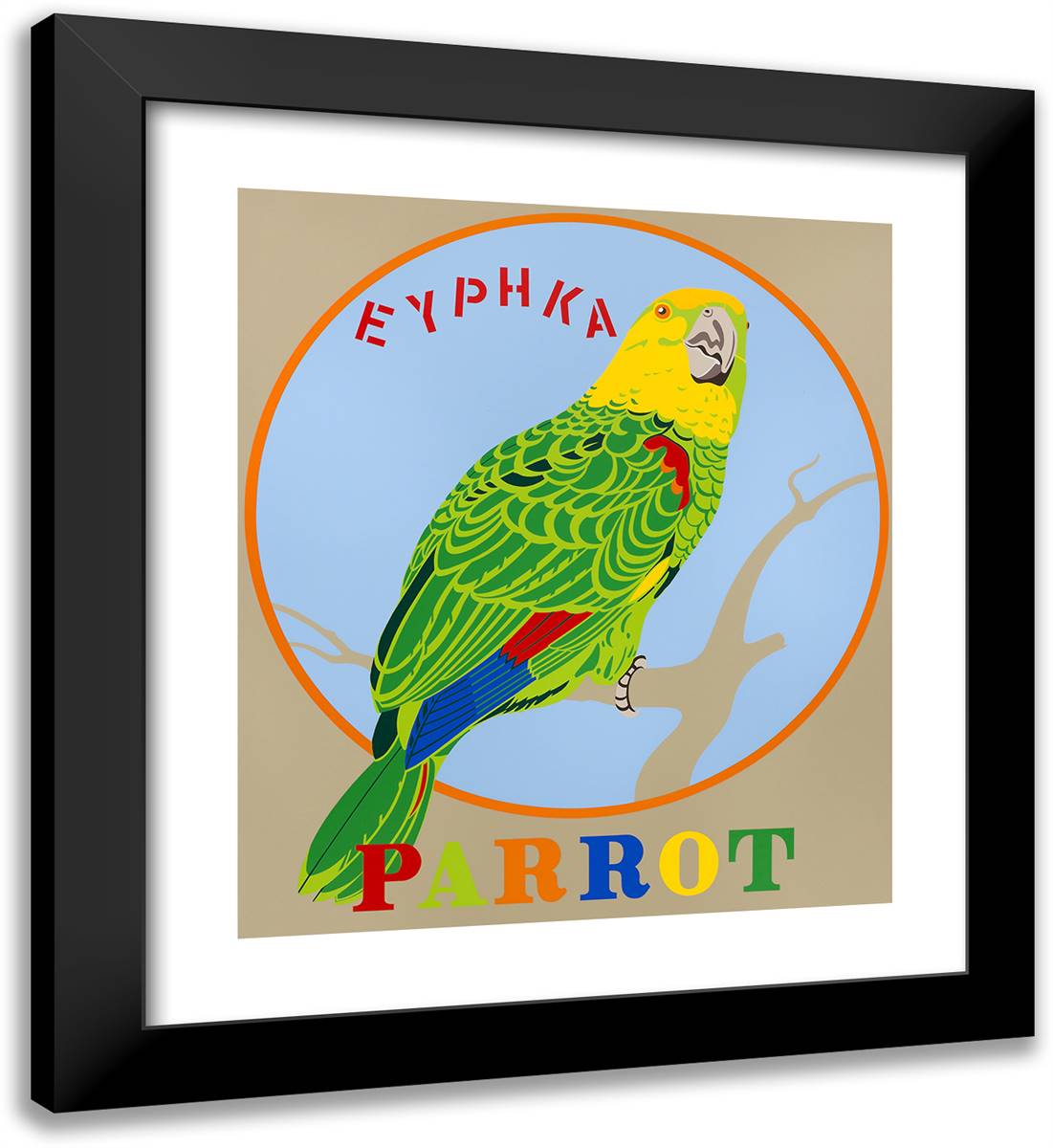 Parrot, from Decade 20x22 Black Modern Wood Framed Art Print Poster by Indiana, Robert