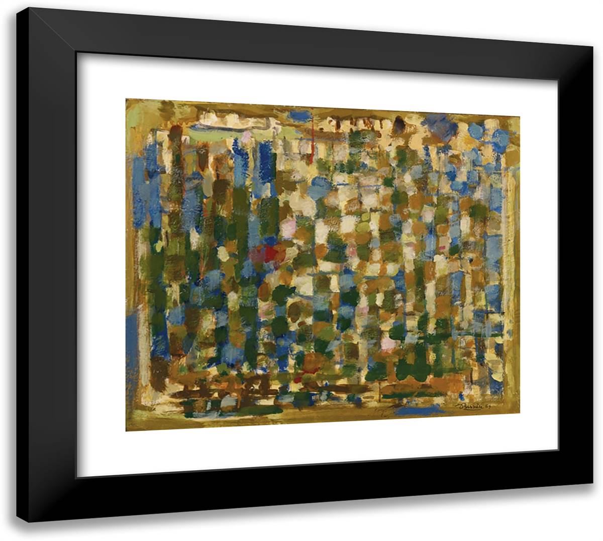 Composition in Blue 22x20 Black Modern Wood Framed Art Print Poster by Bissiere, Roger
