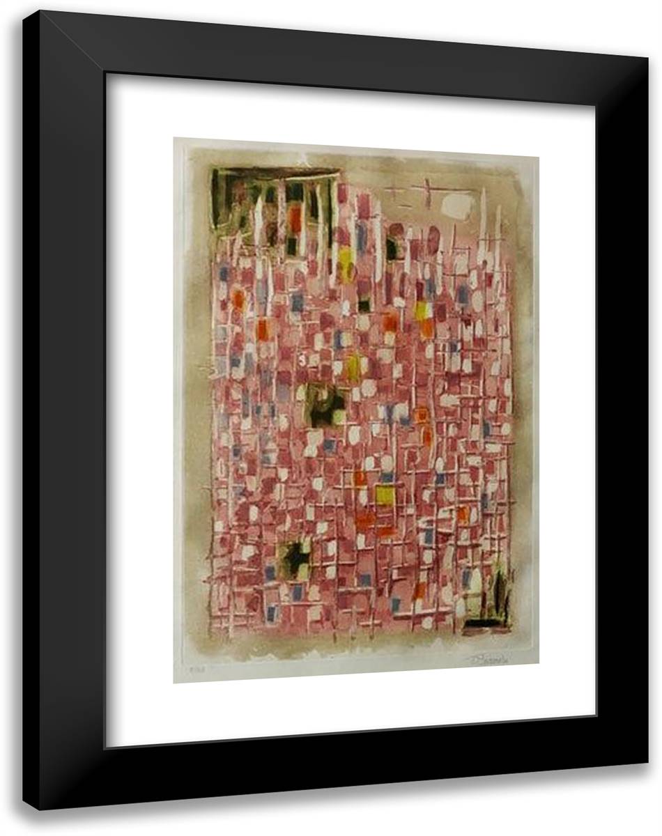 Composition Rose 18x24 Black Modern Wood Framed Art Print Poster by Bissiere, Roger