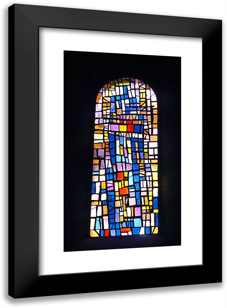 Eglise De Cornol (Suisse), VItrail 17x24 Black Modern Wood Framed Art Print Poster by Bissiere, Roger