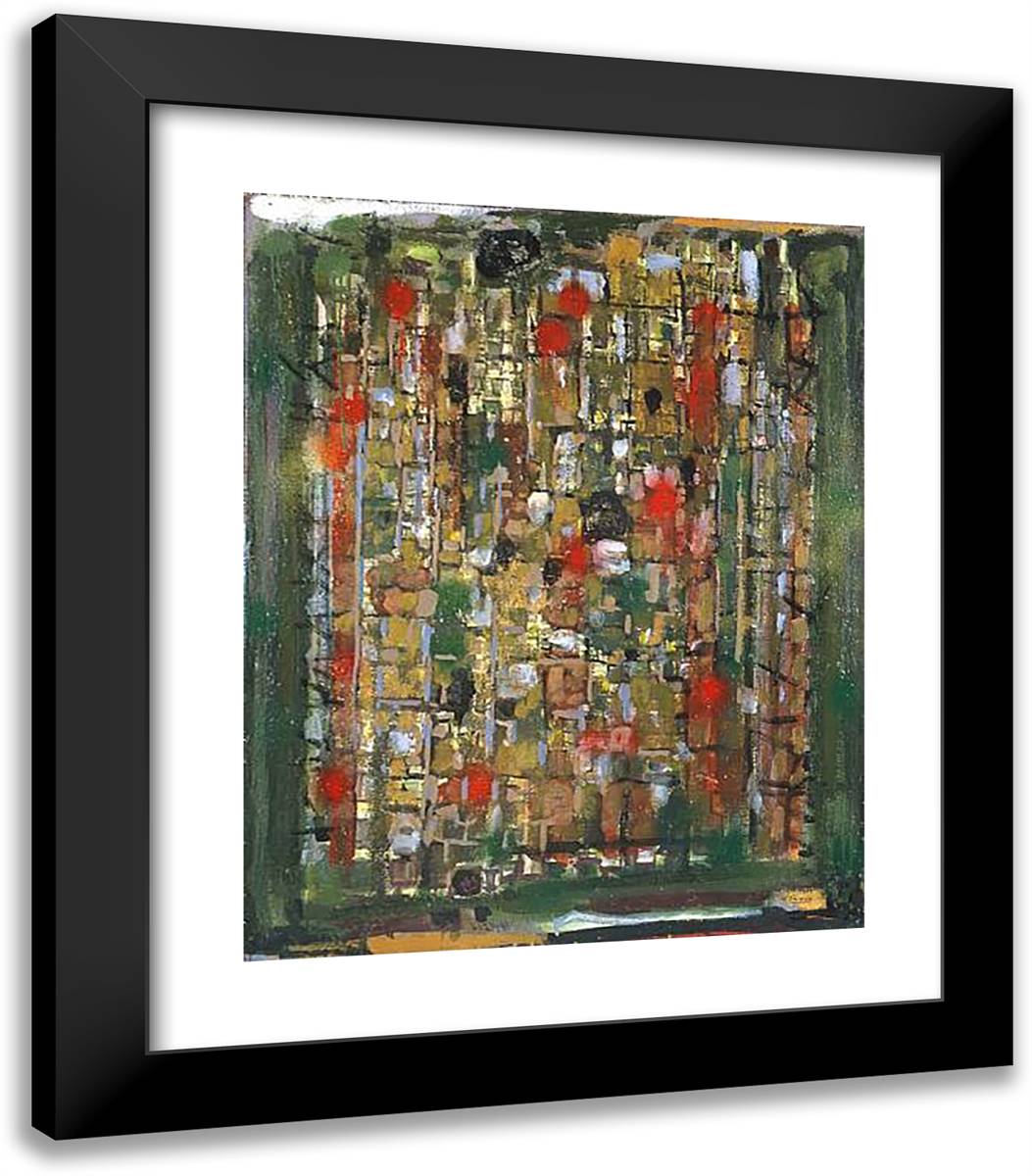Floreal 20x23 Black Modern Wood Framed Art Print Poster by Bissiere, Roger