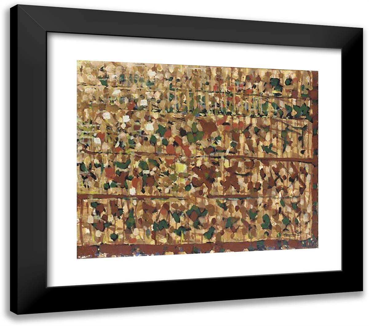 Les Feuilles Mortes (Composition 275) 23x20 Black Modern Wood Framed Art Print Poster by Bissiere, Roger