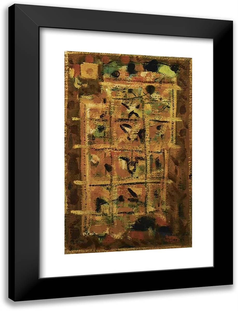 Ocre 18x24 Black Modern Wood Framed Art Print Poster by Bissiere, Roger