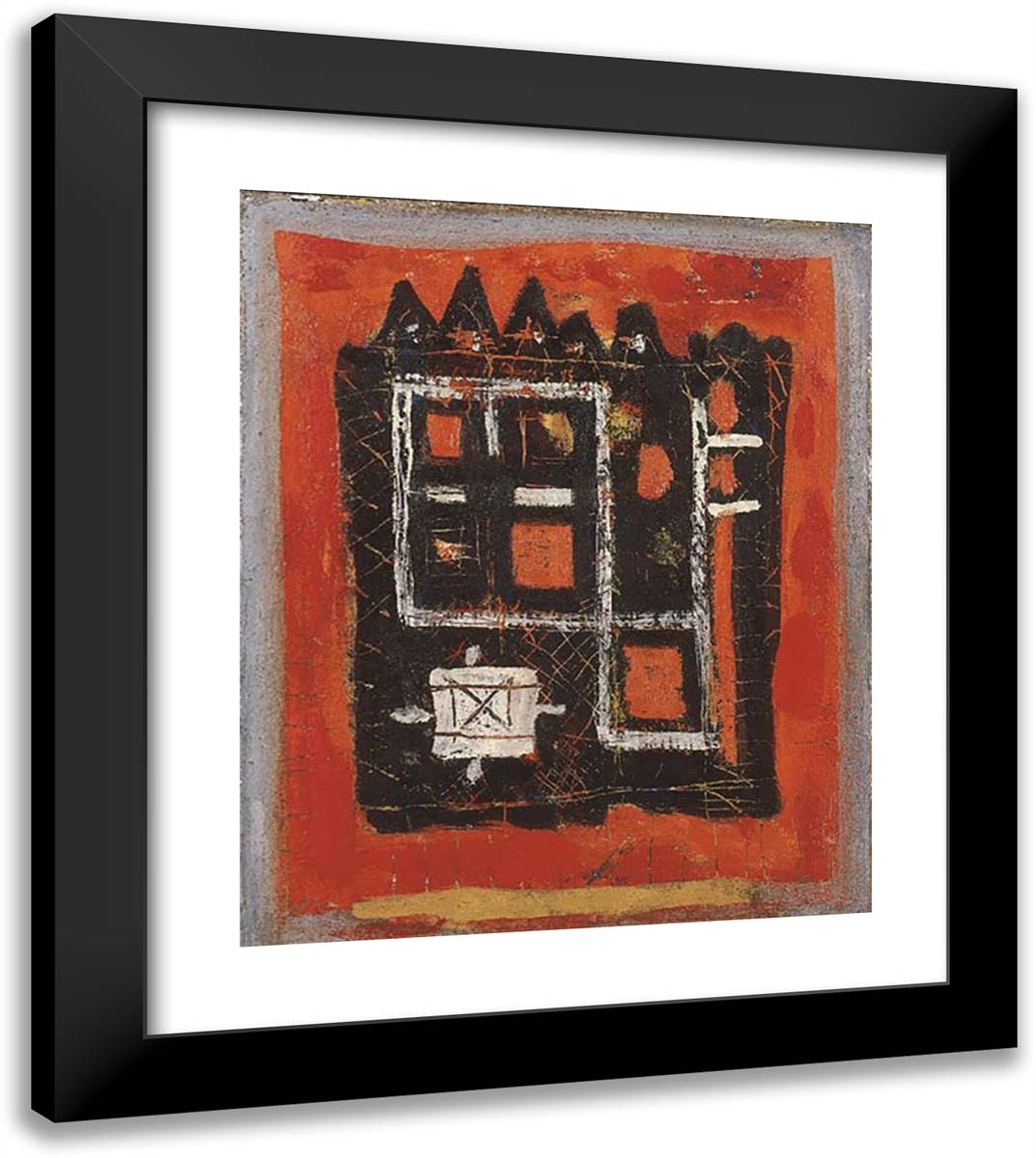 Rouge Et Noir 20x23 Black Modern Wood Framed Art Print Poster by Bissiere, Roger