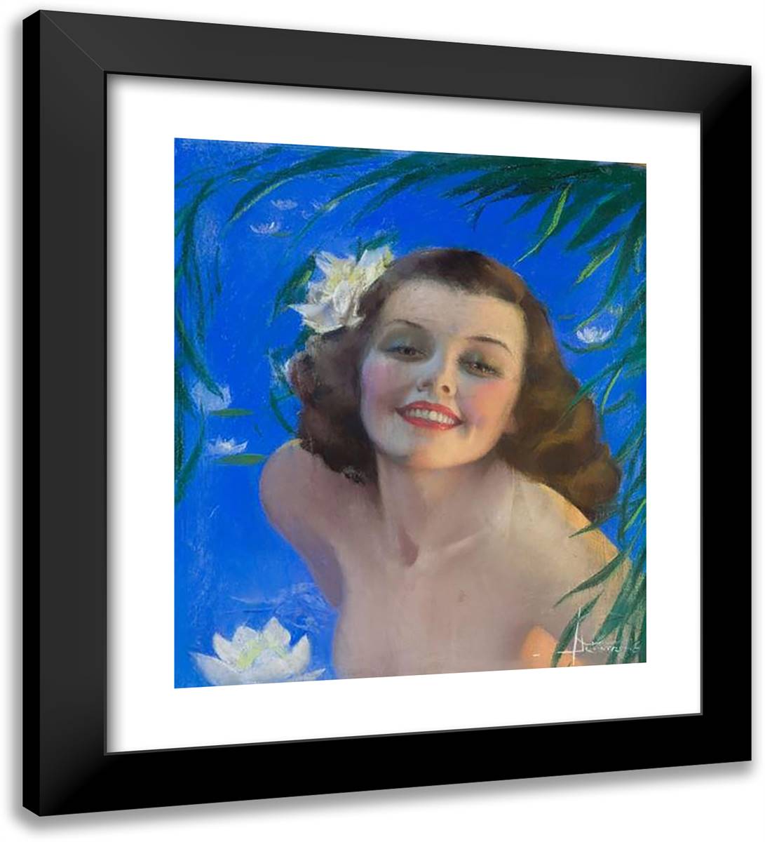 Portrait of a Woman 20x22 Black Modern Wood Framed Art Print Poster by Armstrong, Rolf