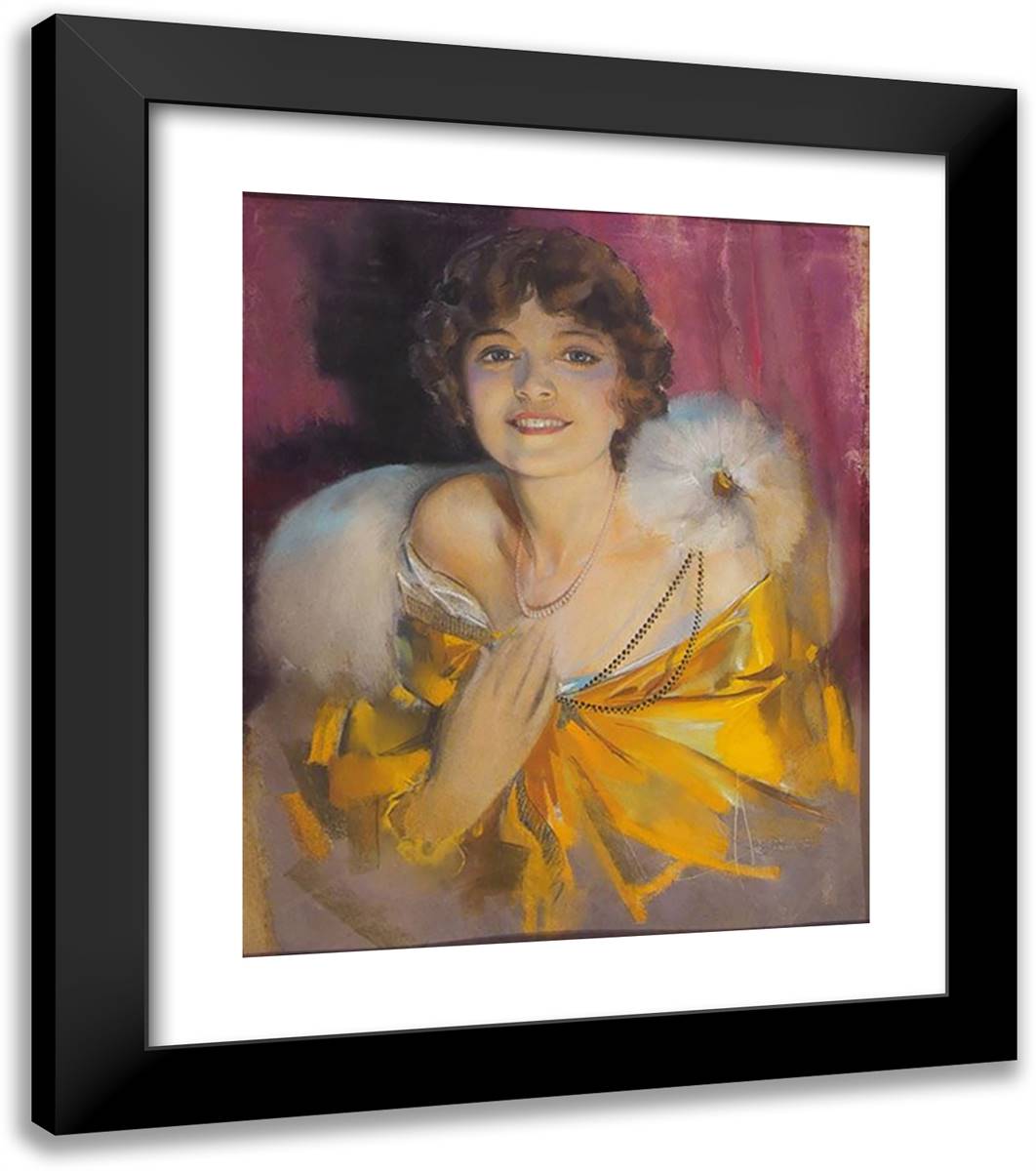 Woman Touching Pearls 20x23 Black Modern Wood Framed Art Print Poster by Armstrong, Rolf
