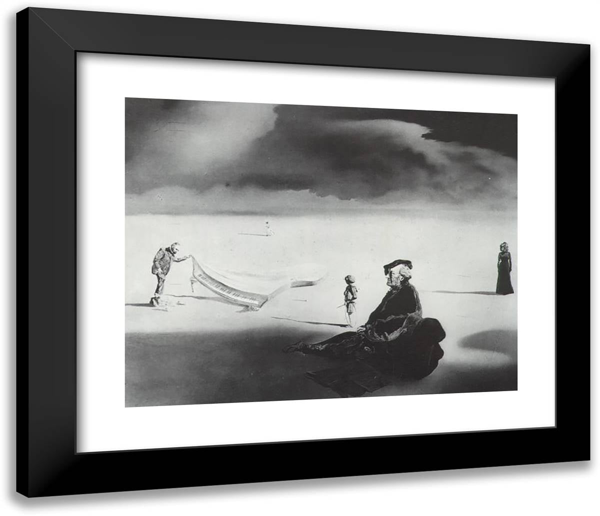 A Chemist Lifting with Extreme Precaution the Cuticle of a Grand Piano 23x20 Black Modern Wood Framed Art Print Poster by Dali, Salvador