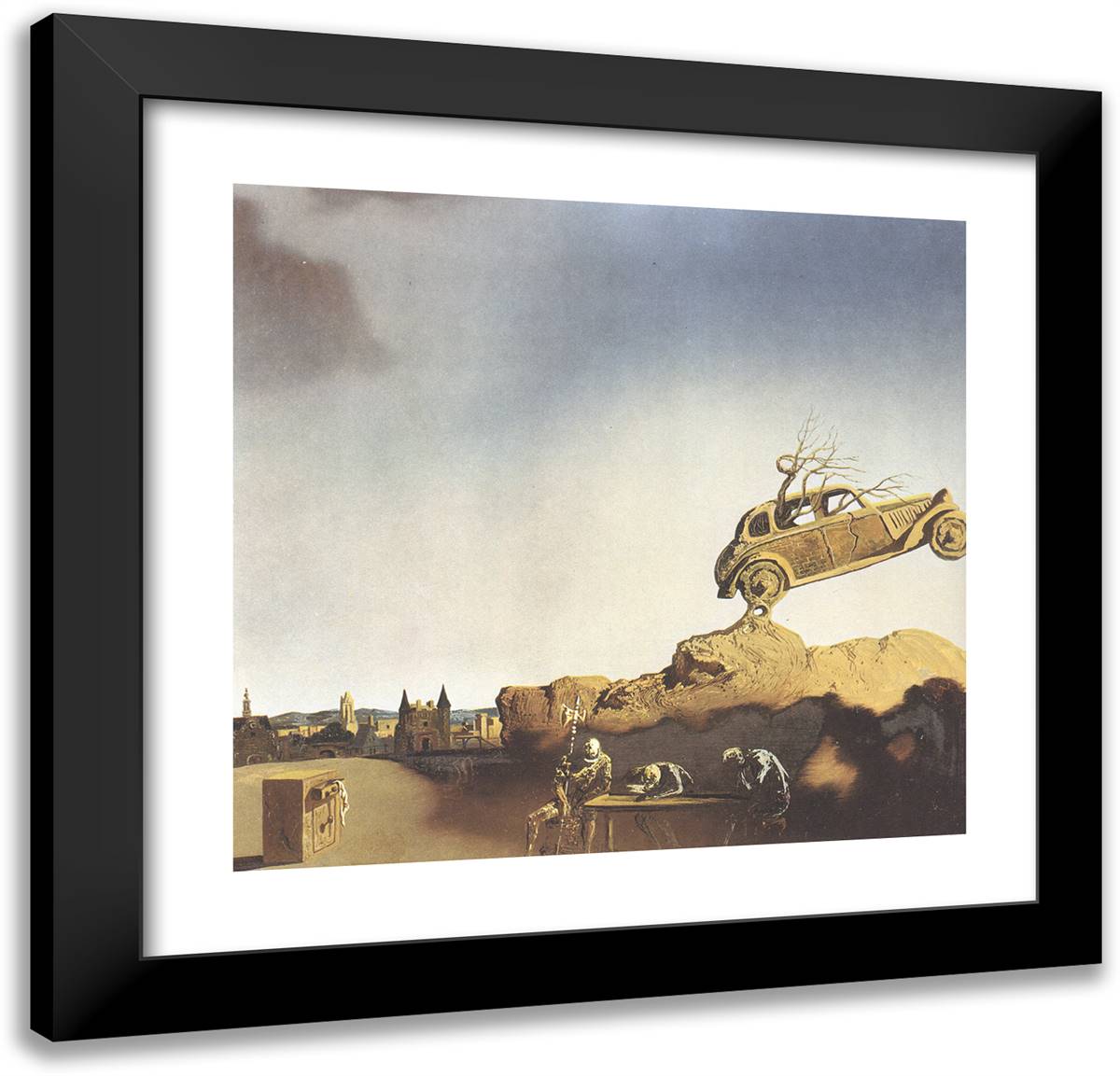 Apparition of the Town of Delft 21x20 Black Modern Wood Framed Art Print Poster by Dali, Salvador