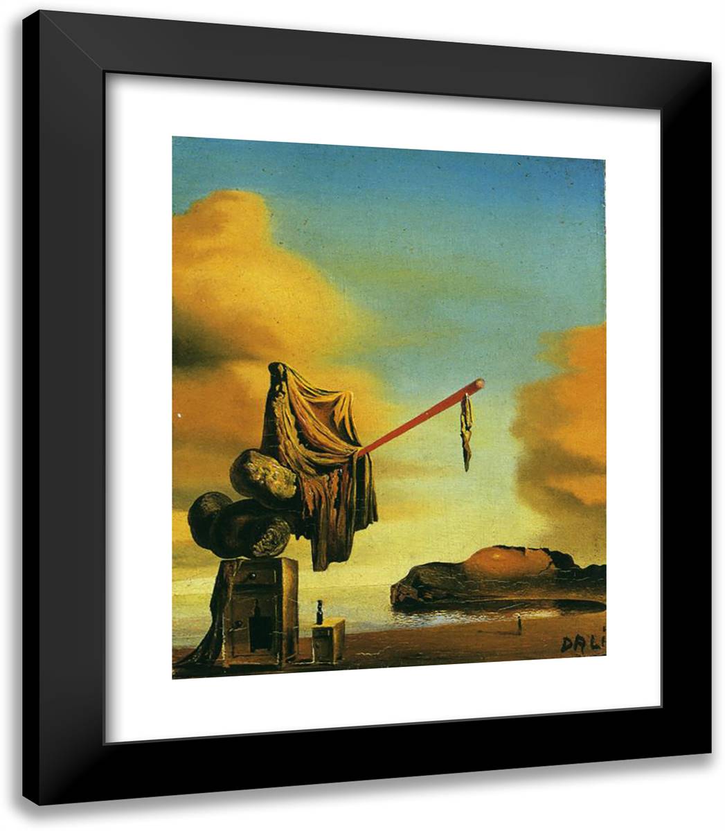 Dreams on a Beach 20x23 Black Modern Wood Framed Art Print Poster by Dali, Salvador