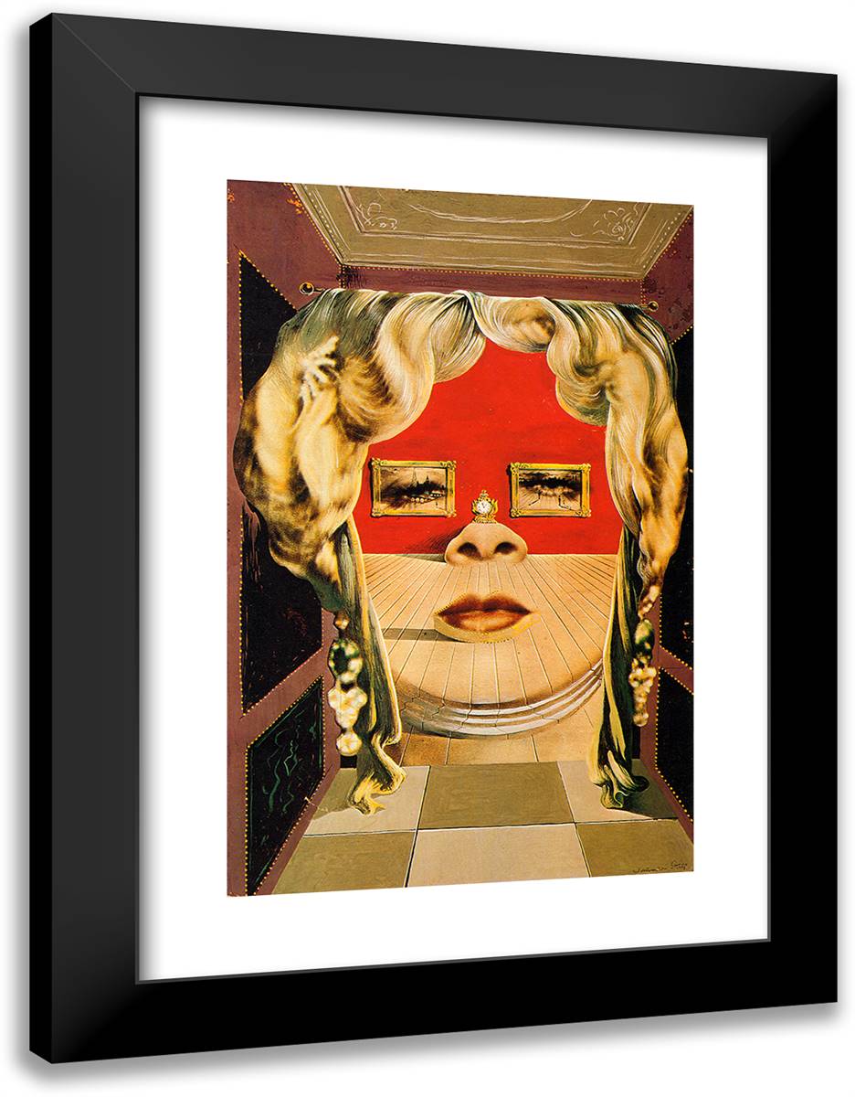 Face of Mae West Which May Be Used as an Apartment 18x24 Black Modern Wood Framed Art Print Poster by Dali, Salvador