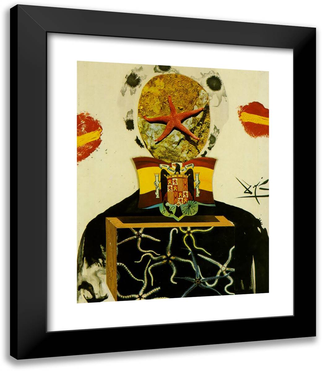 Figure with Flag. Illustration for 'Memories of Surrealism' 20x23 Black Modern Wood Framed Art Print Poster by Dali, Salvador