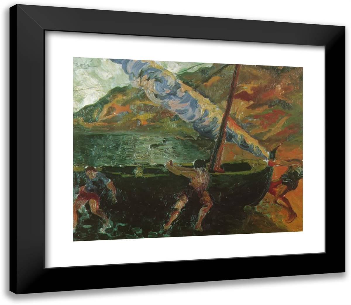 Fishermen at Cadaques 23x20 Black Modern Wood Framed Art Print Poster by Dali, Salvador