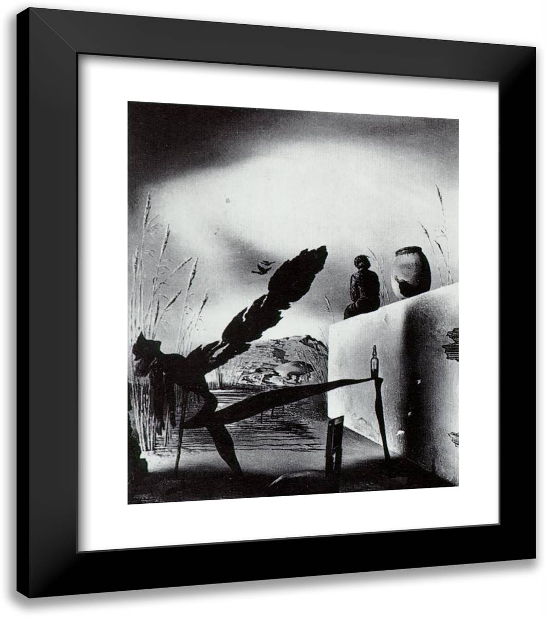 Ghost of Vermeer Van Delft 20x23 Black Modern Wood Framed Art Print Poster by Dali, Salvador