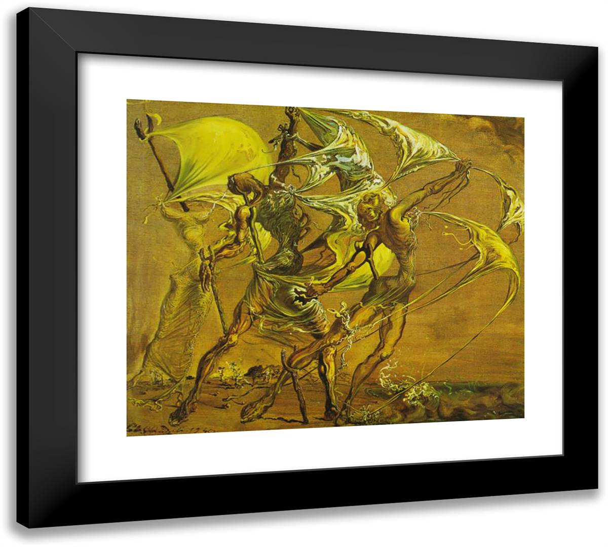 Group of Women Imitating the Gestures of a Schooner 22x20 Black Modern Wood Framed Art Print Poster by Dali, Salvador