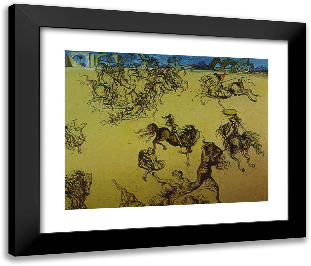 Head of a Woman in the Form of a Battle 23x20 Black Modern Wood Framed Art Print Poster by Dali, Salvador