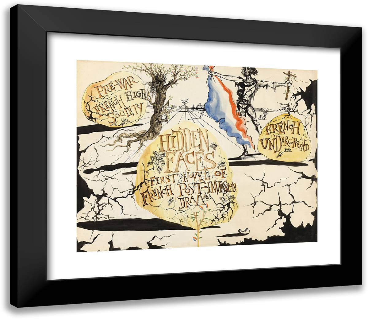 Hidden Faces 23x20 Black Modern Wood Framed Art Print Poster by Dali, Salvador