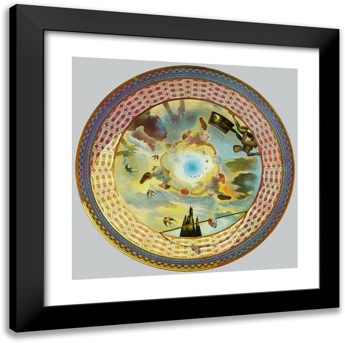Hour of the Monarchy 20x20 Black Modern Wood Framed Art Print Poster by Dali, Salvador