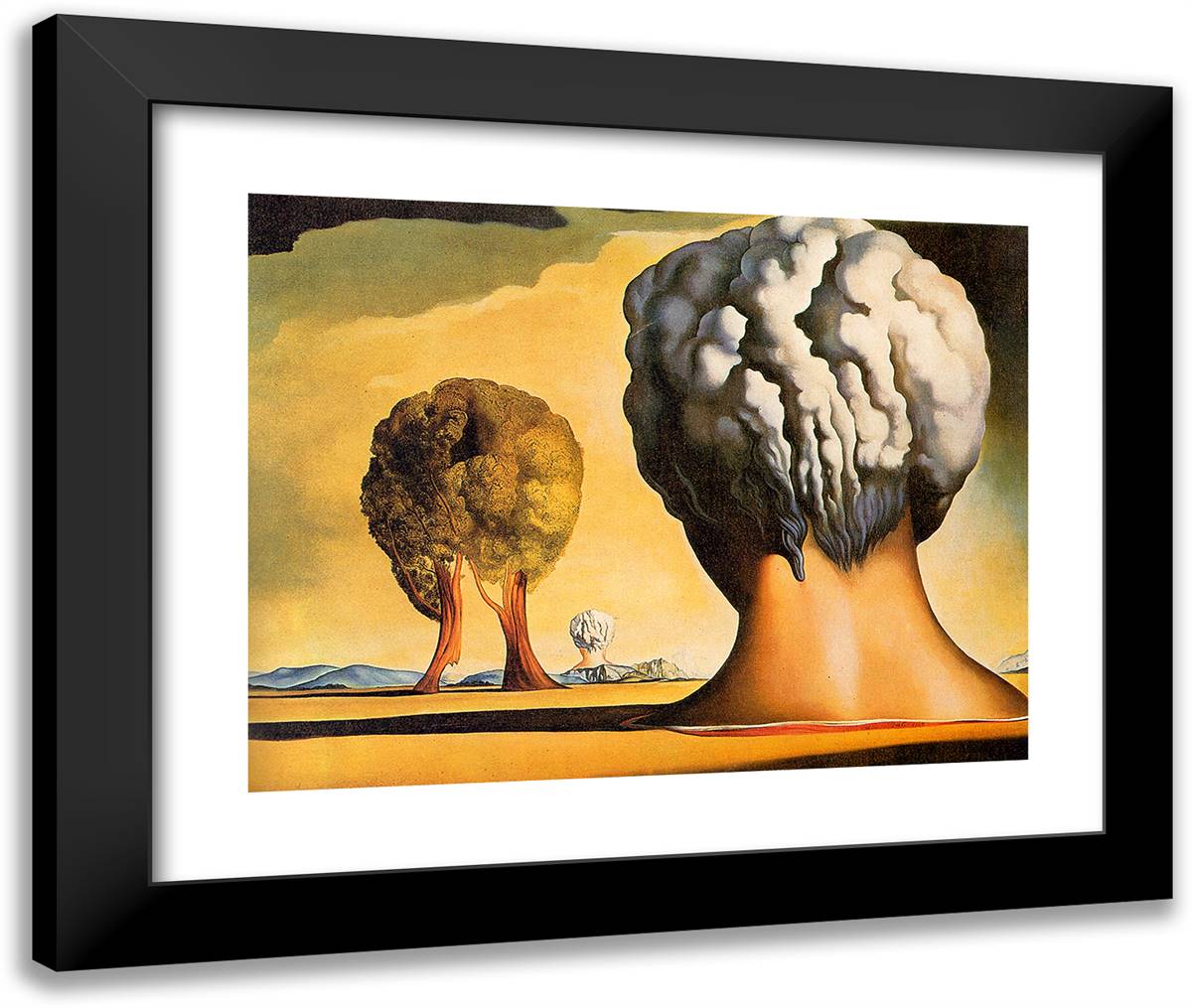 Hree Sphinxes of Bikini 24x20 Black Modern Wood Framed Art Print Poster by Dali, Salvador