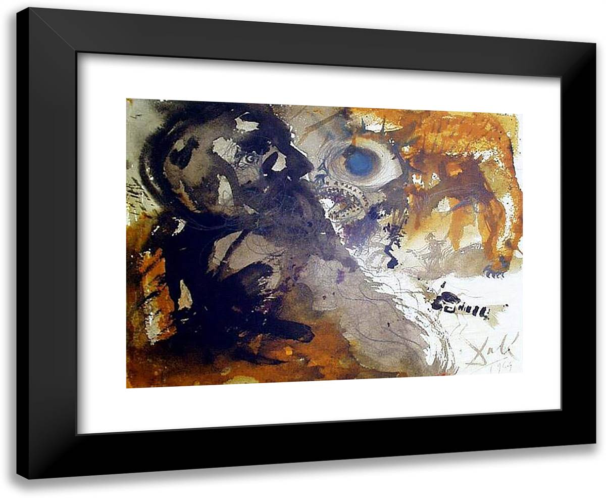 Leviathan (Job 4021) 24x20 Black Modern Wood Framed Art Print Poster by Dali, Salvador