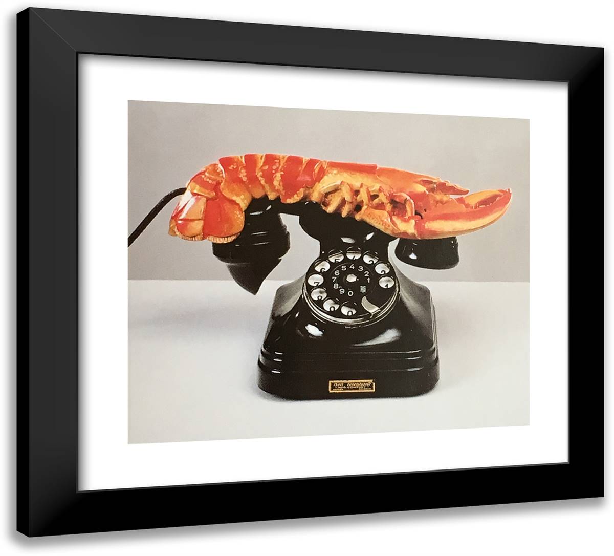 Lobster Telephone 22x20 Black Modern Wood Framed Art Print Poster by Dali, Salvador