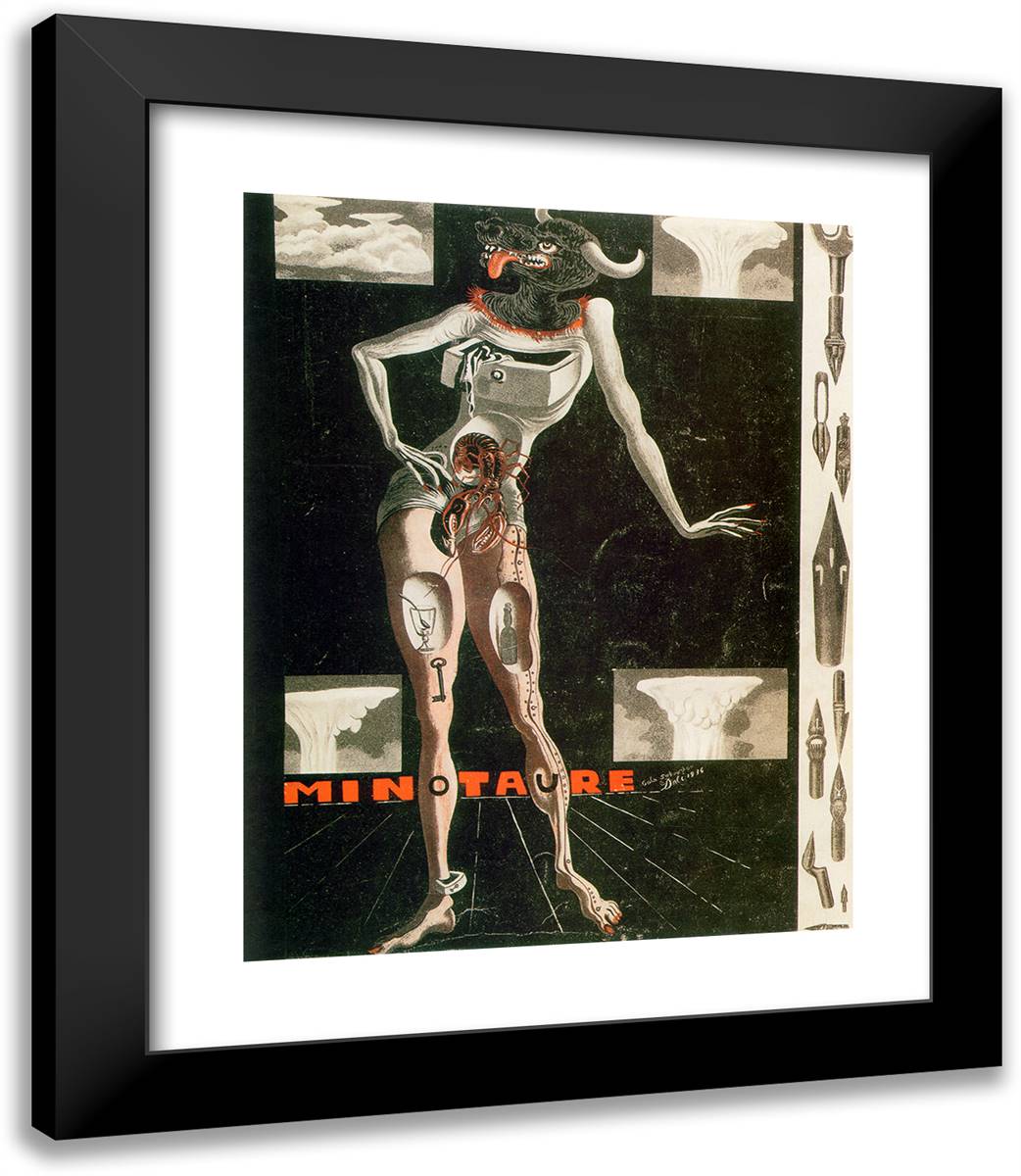 Minotaure 20x23 Black Modern Wood Framed Art Print Poster by Dali, Salvador