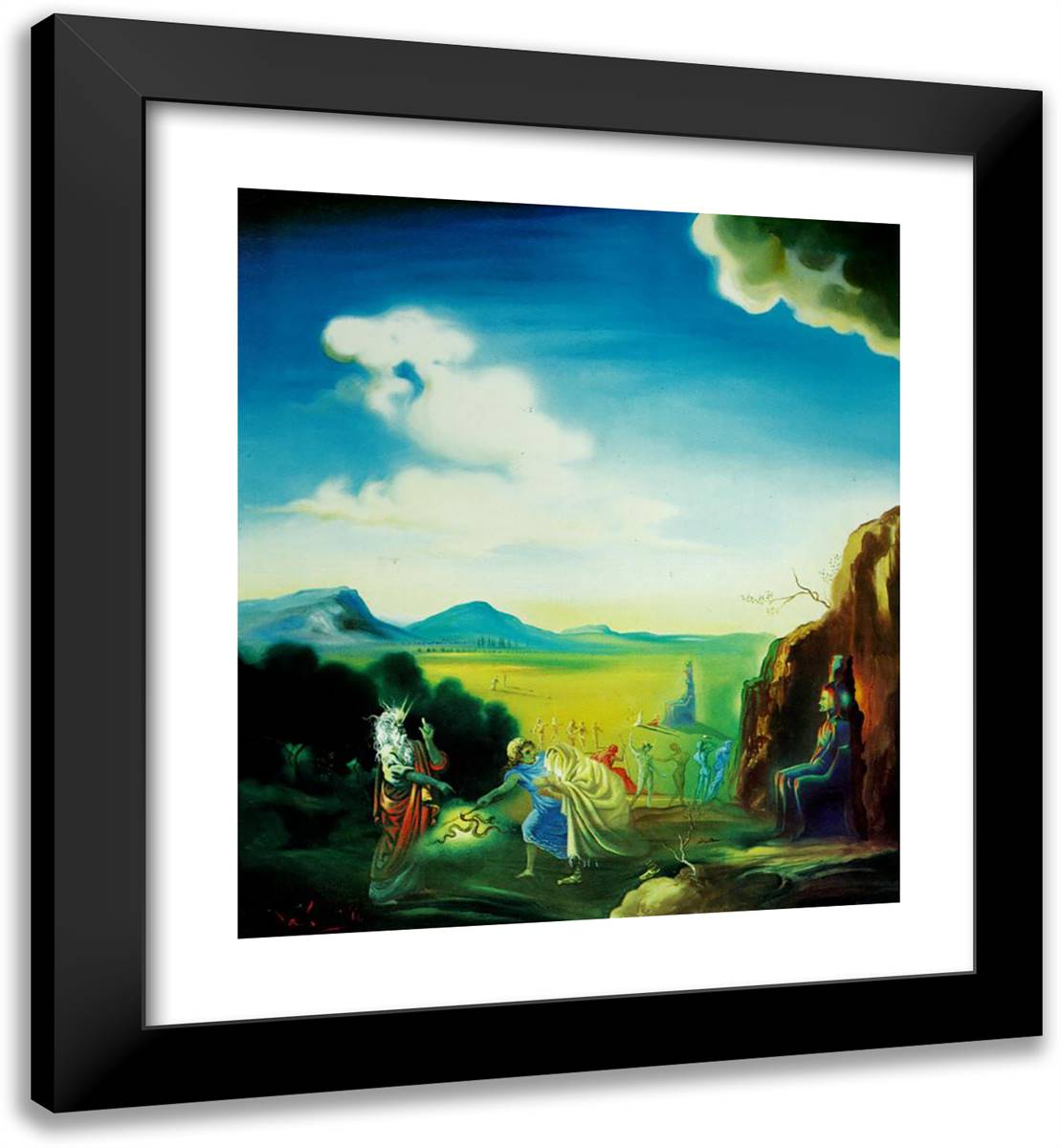 Moses and the Pharaoh 20x22 Black Modern Wood Framed Art Print Poster by Dali, Salvador