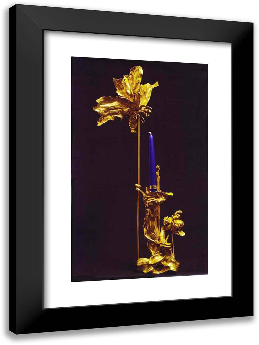 Moth and Flame. Candelstick 17x24 Black Modern Wood Framed Art Print Poster by Dali, Salvador