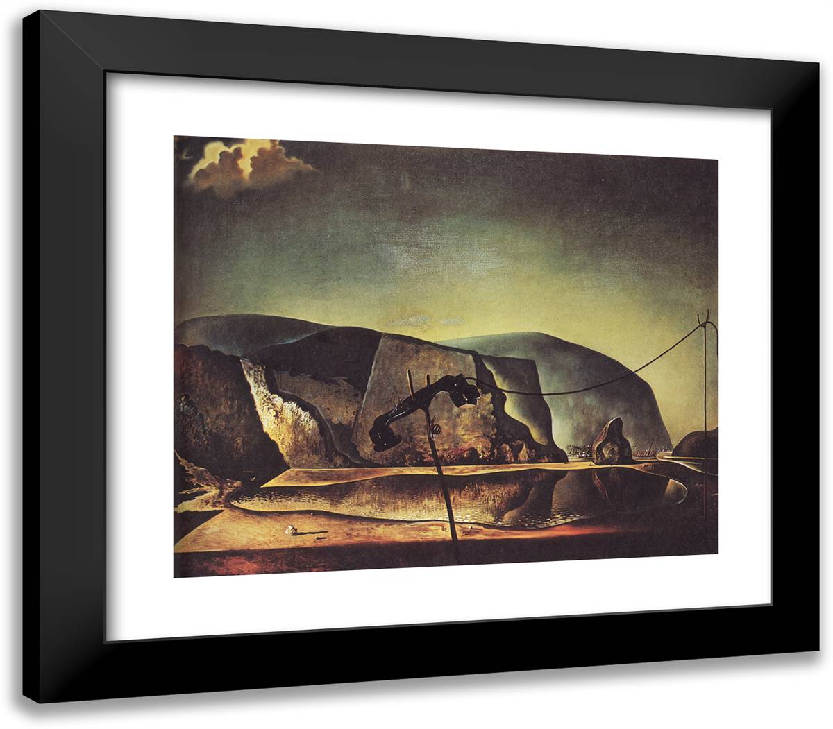Mountain Lake 23x20 Black Modern Wood Framed Art Print Poster by Dali, Salvador