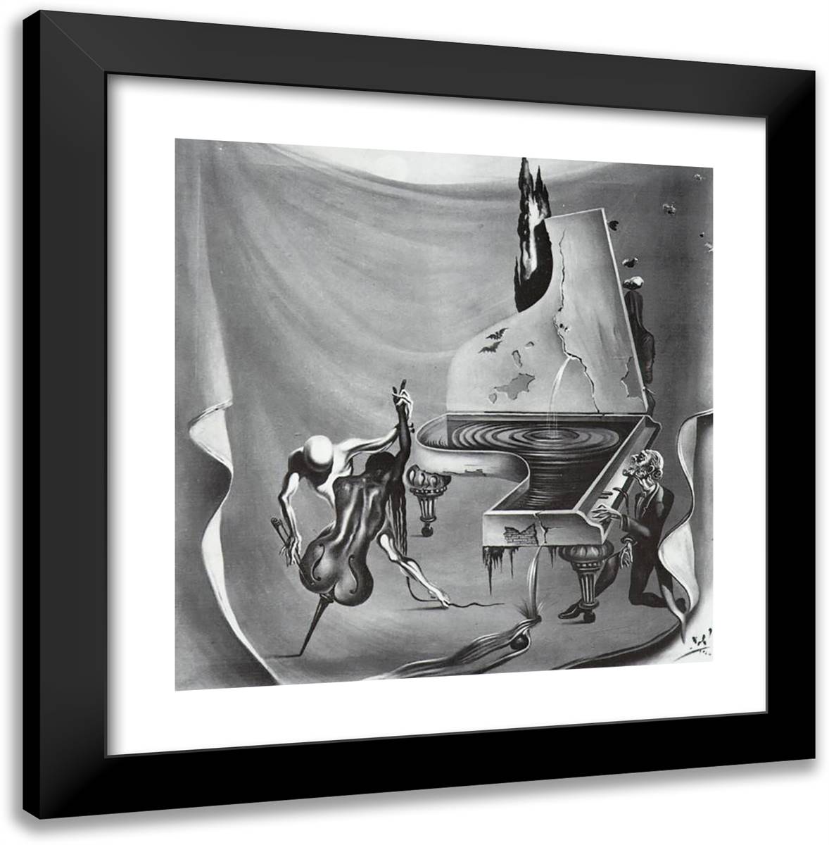 Music - the Red Orchestra 20x20 Black Modern Wood Framed Art Print Poster by Dali, Salvador