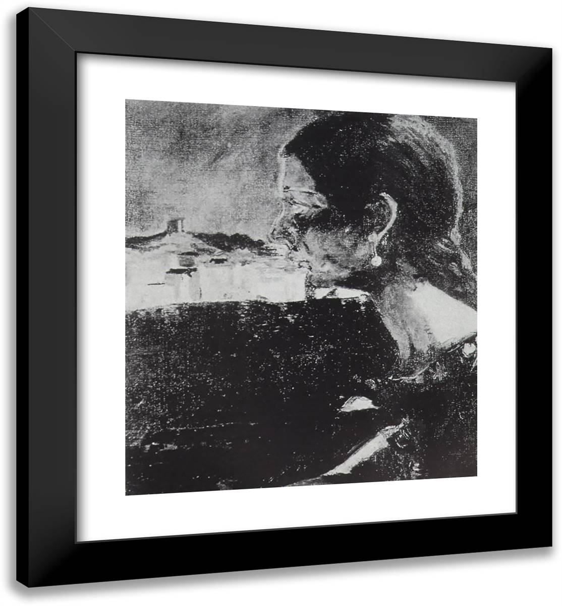 My Cousin Montserrat 20x22 Black Modern Wood Framed Art Print Poster by Dali, Salvador