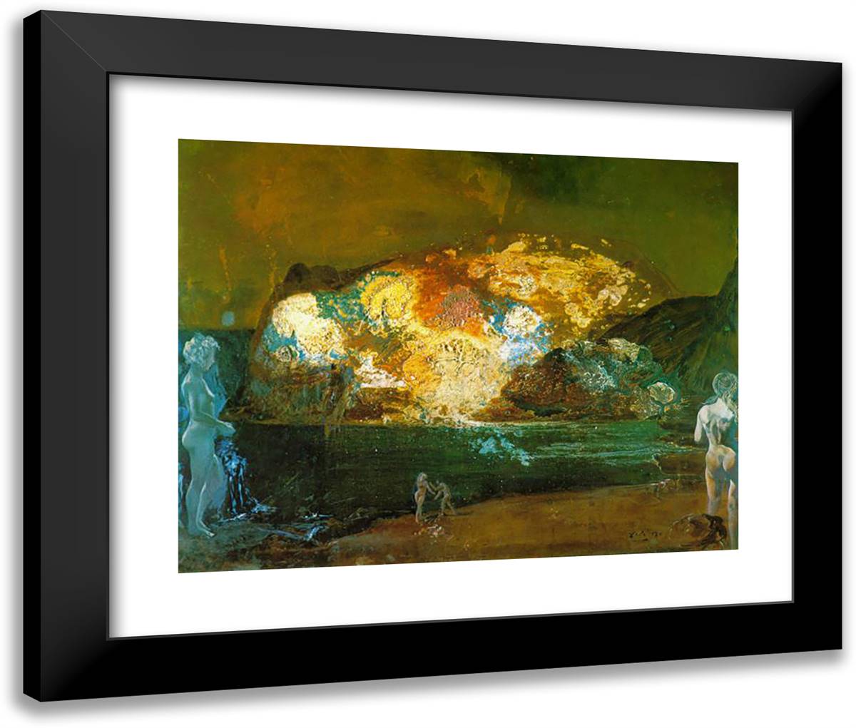 Nude Figures at Cape Creus 24x20 Black Modern Wood Framed Art Print Poster by Dali, Salvador